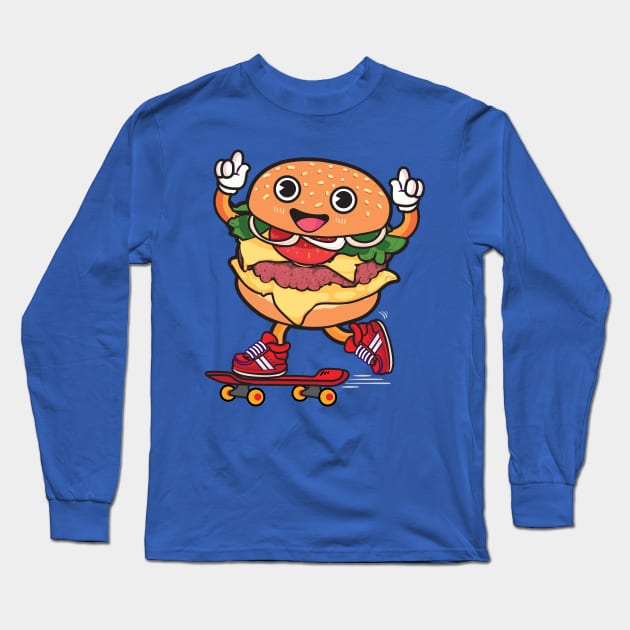 Skater Burger Long Sleeve T-Shirt by Plushism